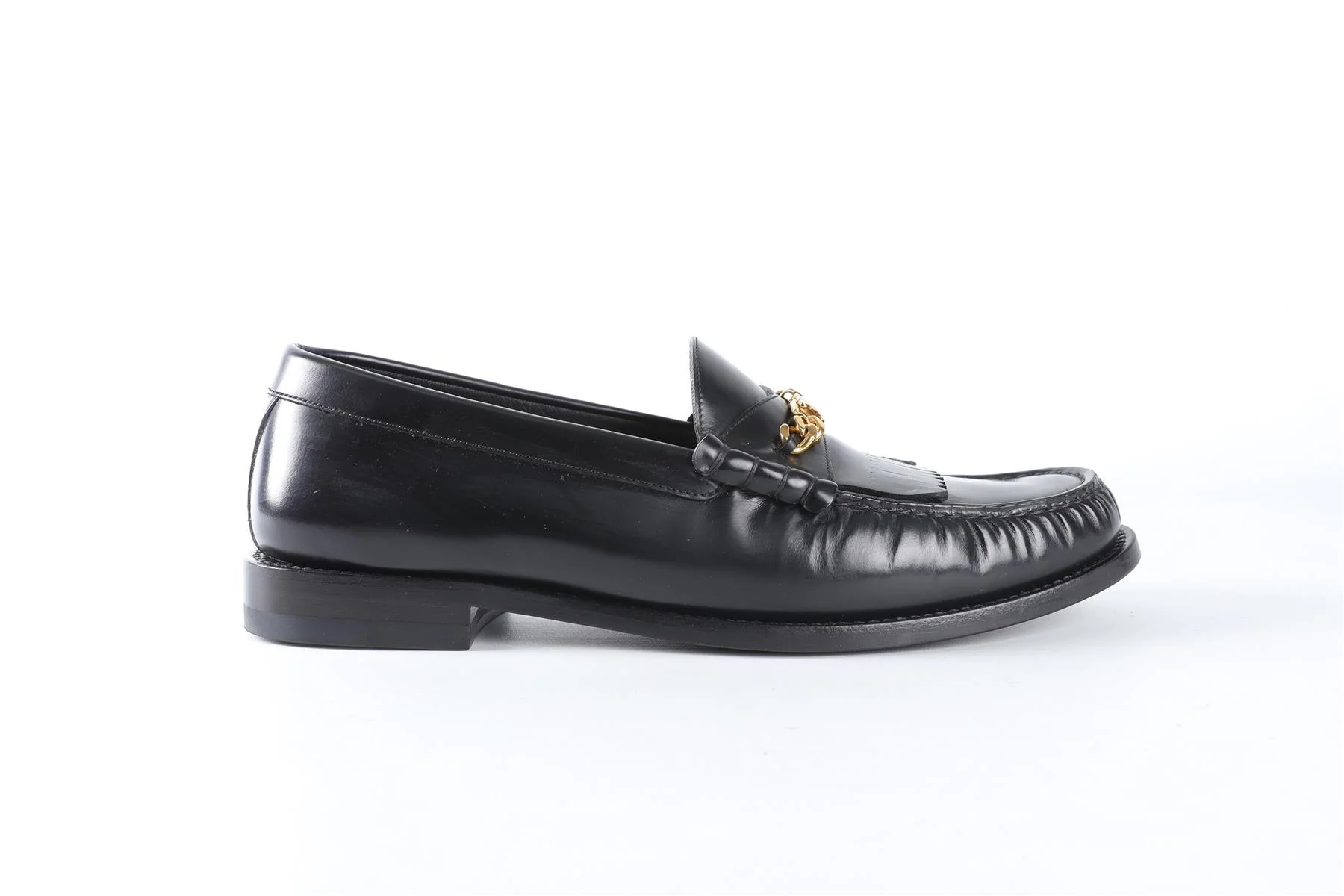 CELINE BLACK MEN'S TRIOMPHE LEATHER LOAFERS EU 41.5 UK 7.5 US 8.5 - Image 2