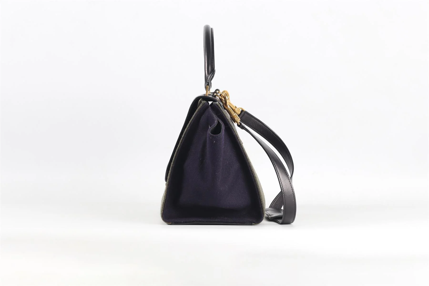 CELINE BLACK TRAPEZE SMALL FELT AND LEATHER TOTE BAG - Image 5
