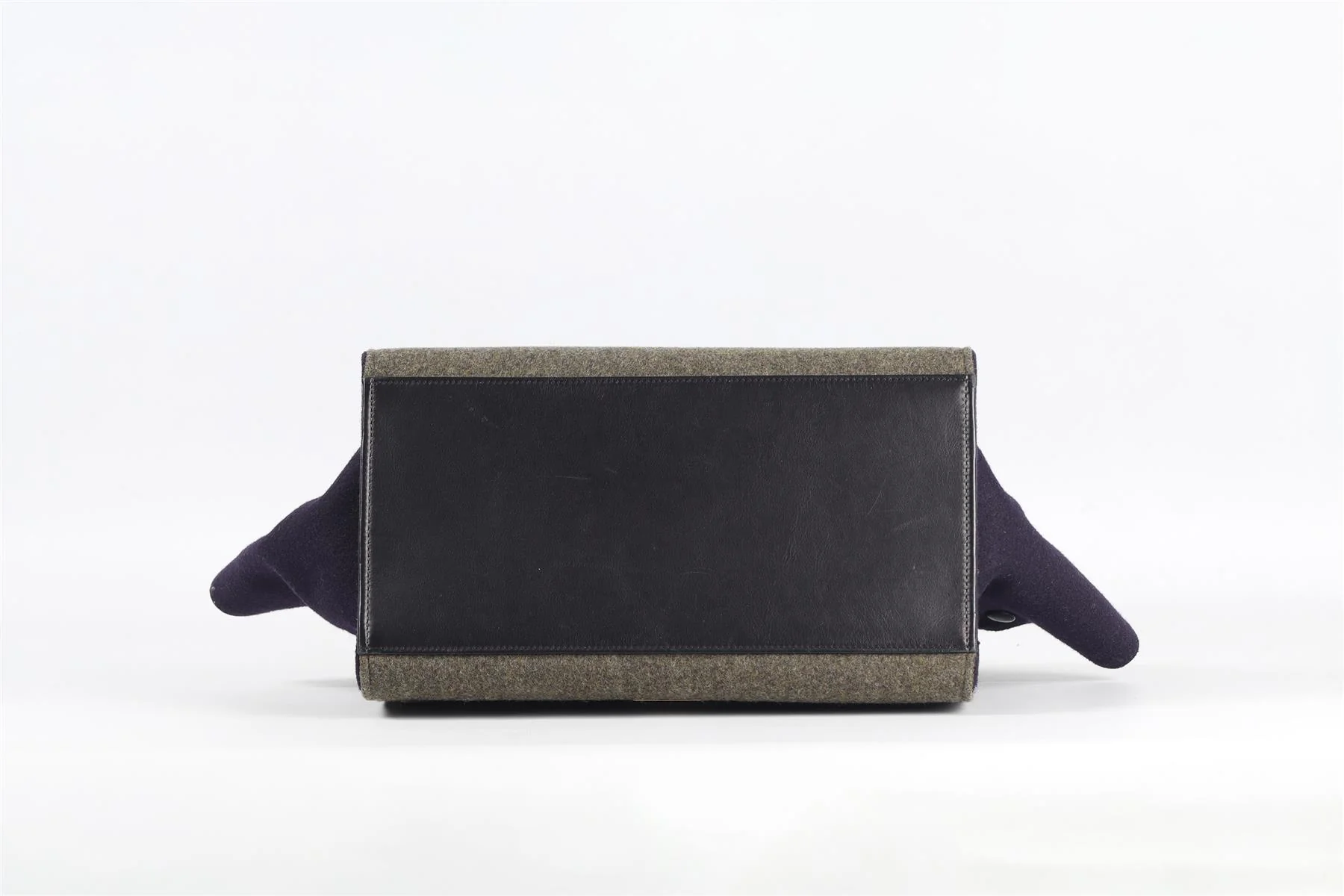 CELINE BLACK TRAPEZE SMALL FELT AND LEATHER TOTE BAG - Image 8