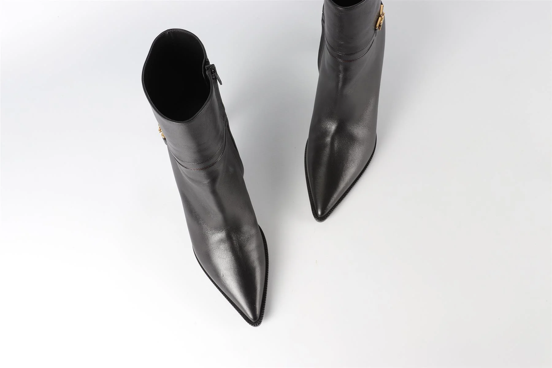 CELINE BLACK TRIOMPHE LEATHER ANKLE BOOTS EU 38 UK 5 US 8 - Image 4