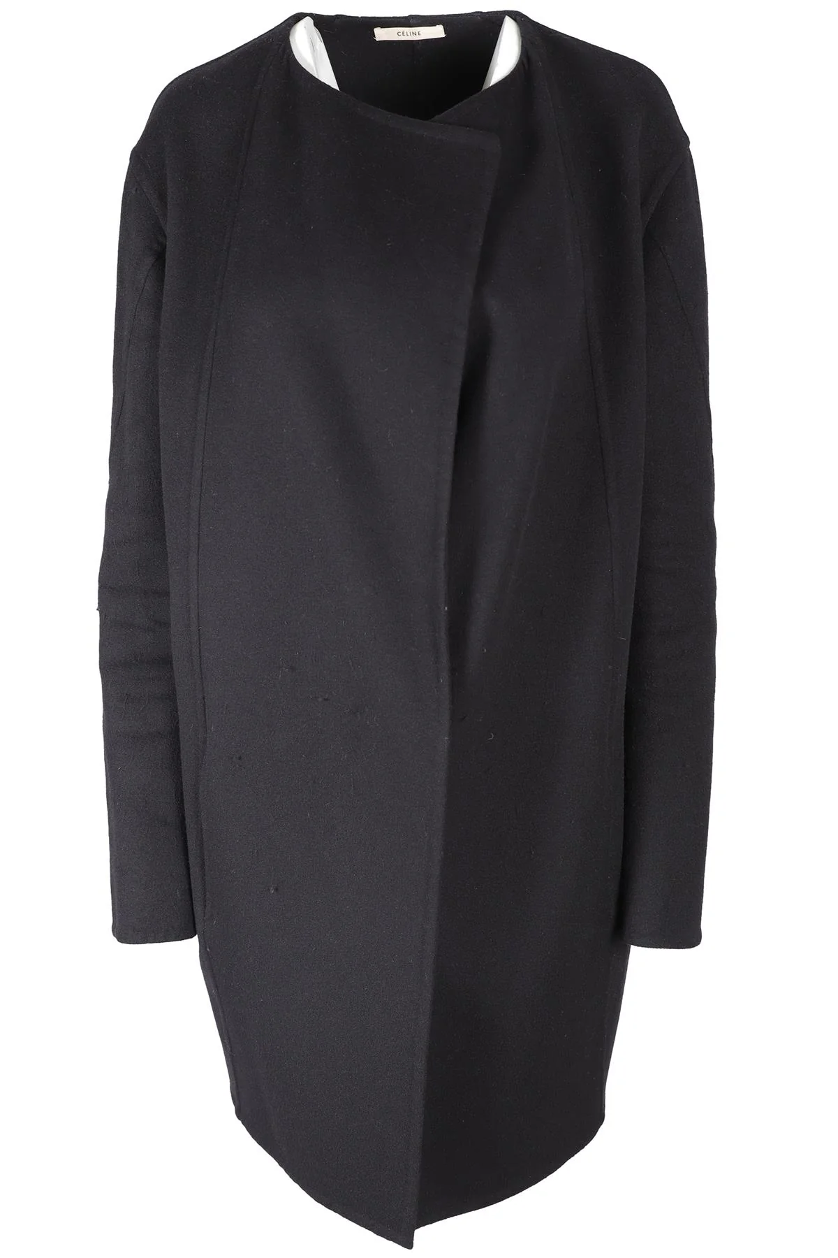 CELINE BLACK WOOL COAT FR 42 UK 14