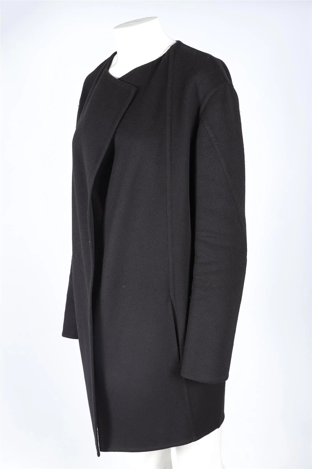CELINE BLACK WOOL COAT FR 42 UK 14 - Image 3