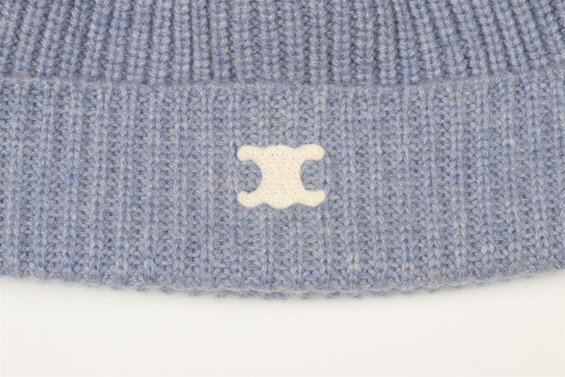 CELINE BLUE TRIOMPHE CASHMERE BEANIE ONE SIZE - Image 3