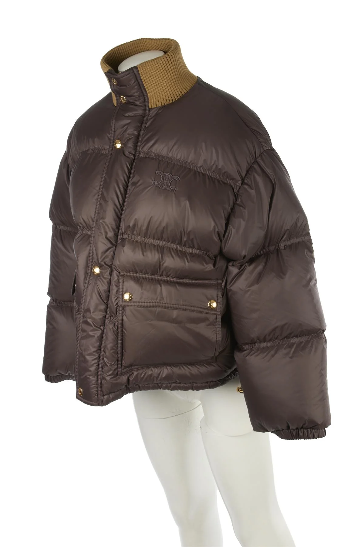 CELINE BROWN PADDED DOWN JACKET FR 42 UK 14 - Image 3