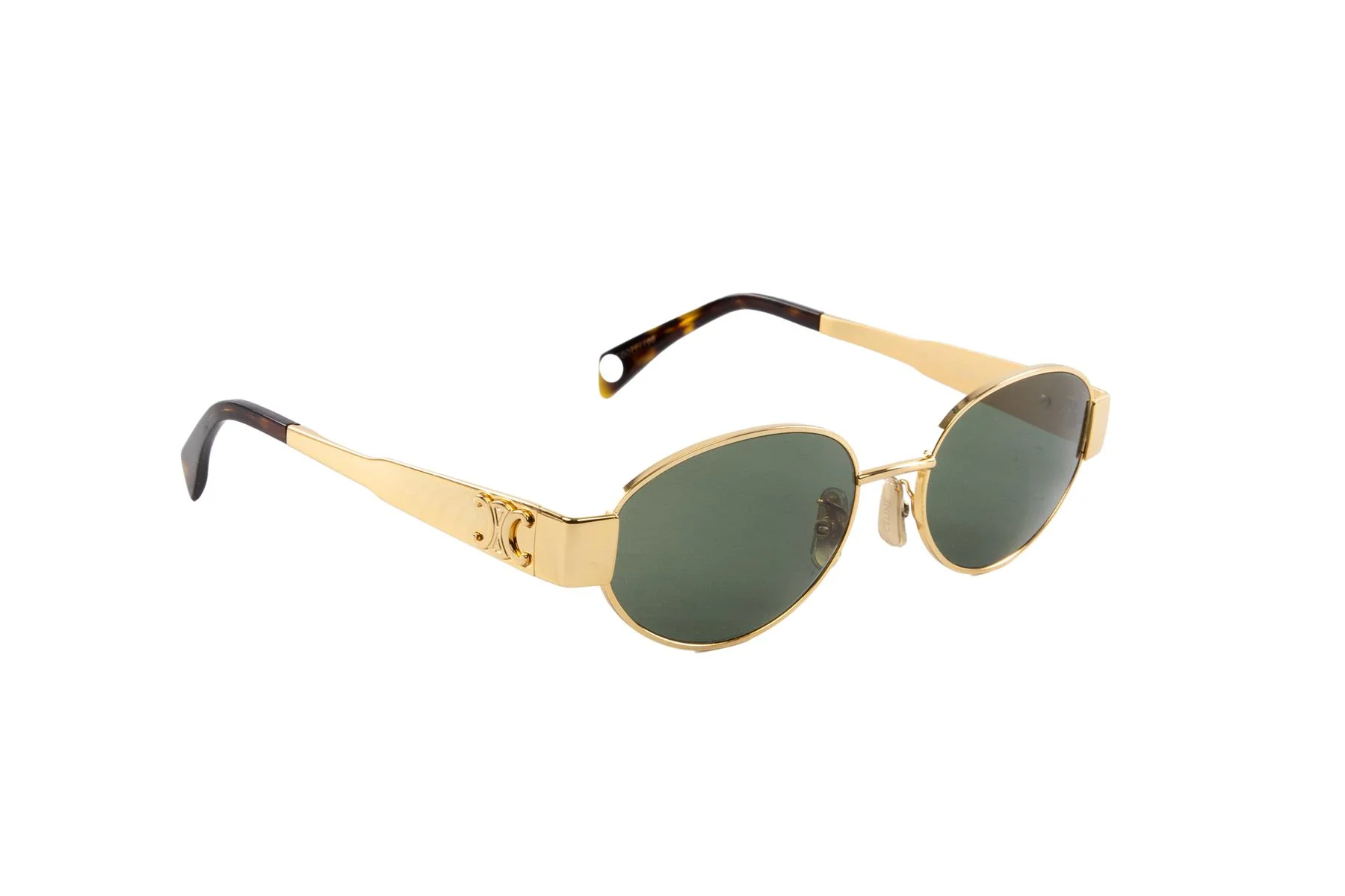 CELINE GOLD TRIOMPHE OVAL FRAME GOLD TONE SUNGLASSES - Image 2