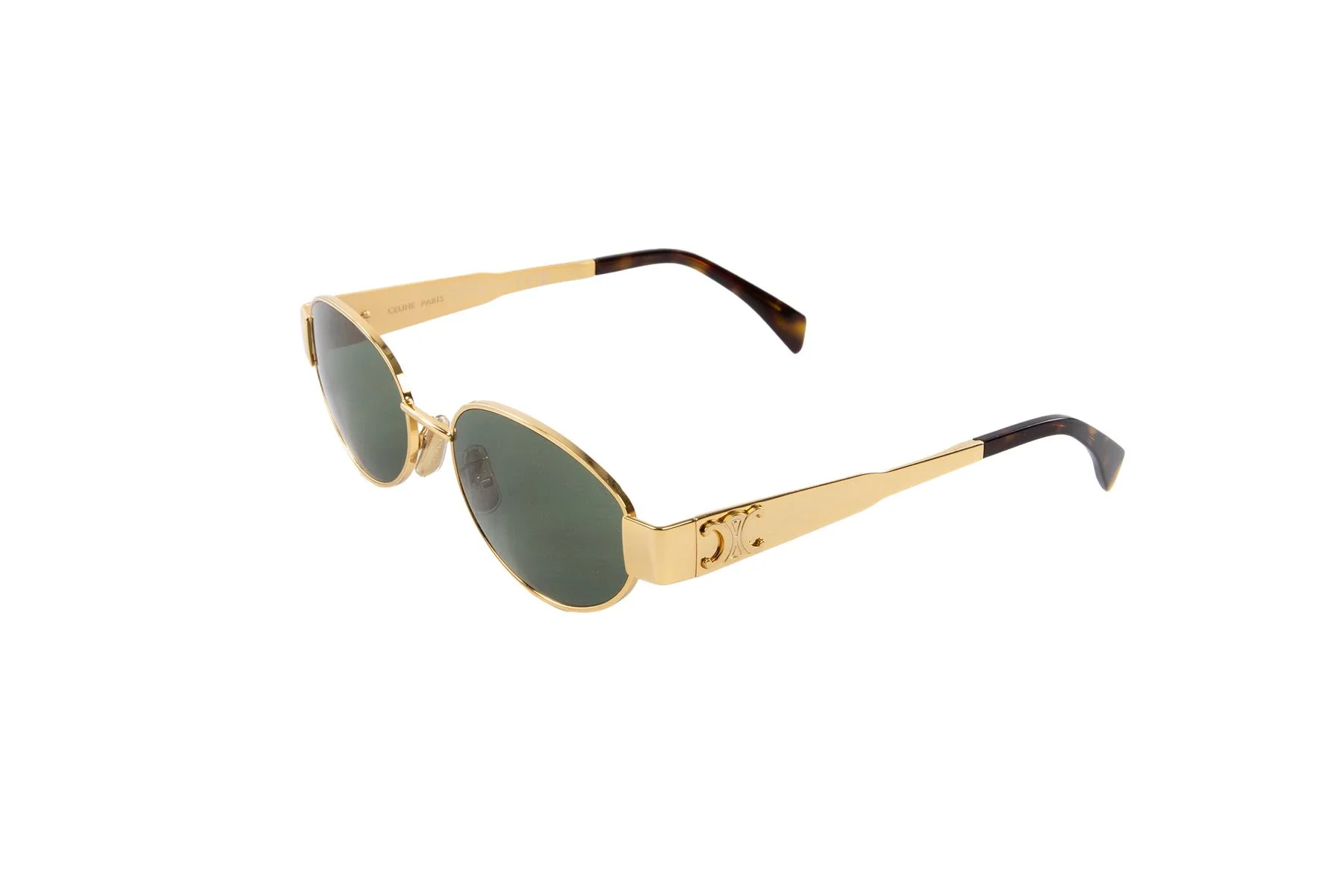CELINE GOLD TRIOMPHE OVAL FRAME GOLD TONE SUNGLASSES - Image 5