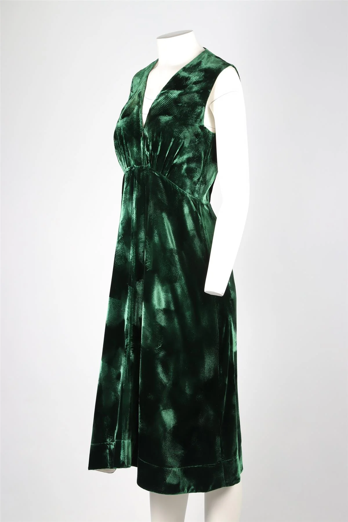 CELINE GREEN VELVET MIDI DRESS FR 38 UK 10 - Image 3