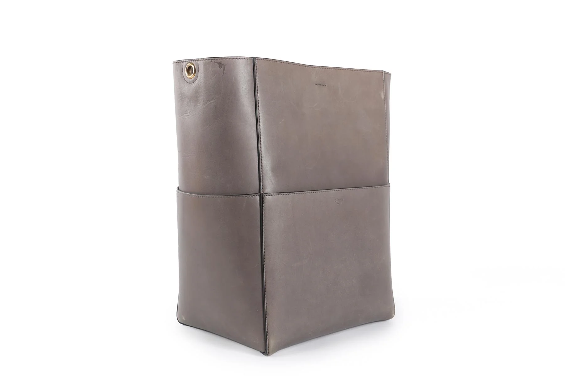 CELINE GREY SANGLE LEATHER SHOULDER BAG - Image 3