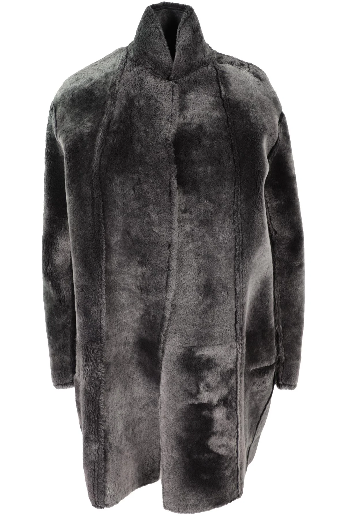 CELINE GREY SHEARLING AND LEATHER COAT FR 36 UK 8
