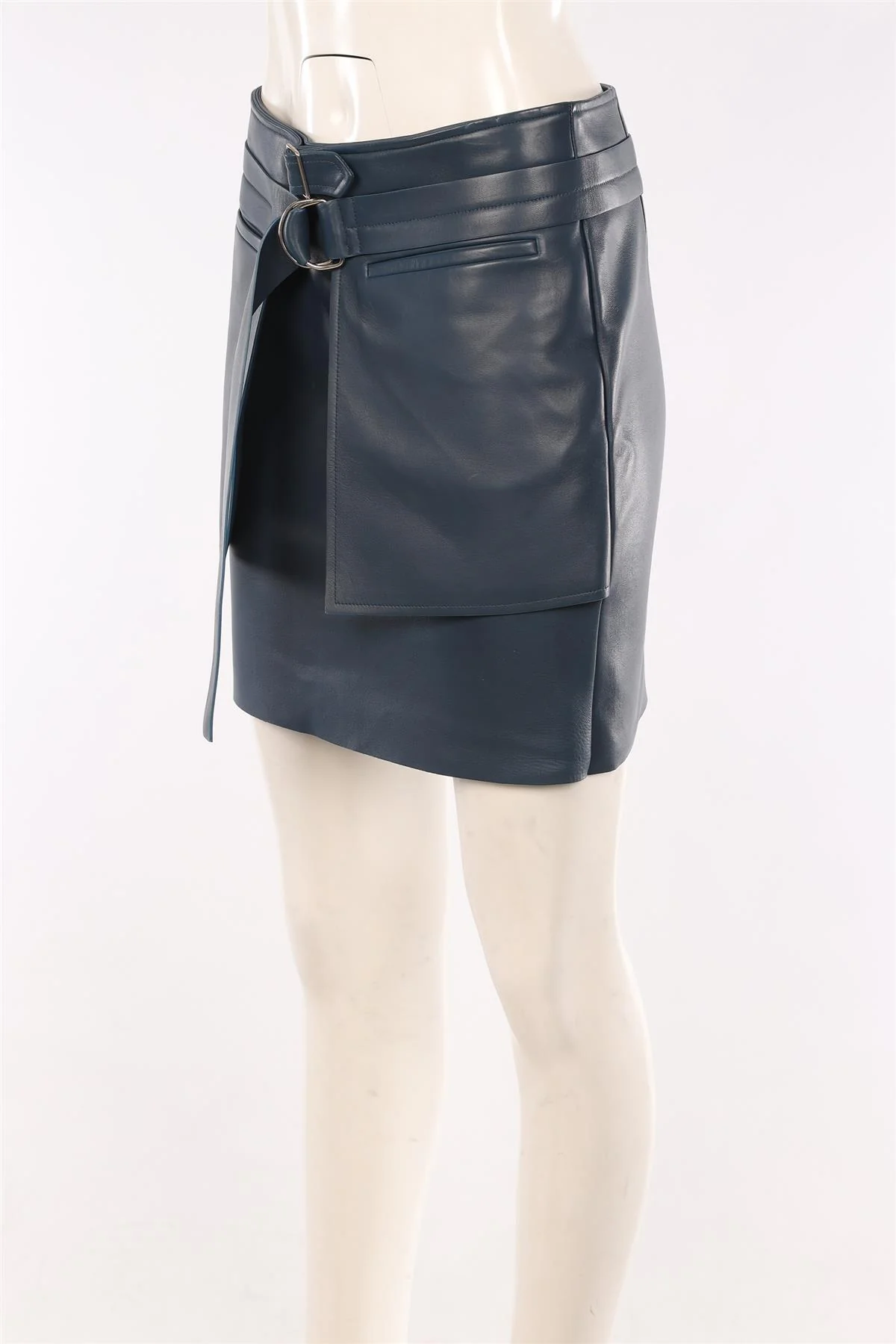 CELINE NAVY LEATHER MINI SKIRT FR 36 UK 8 - Image 3