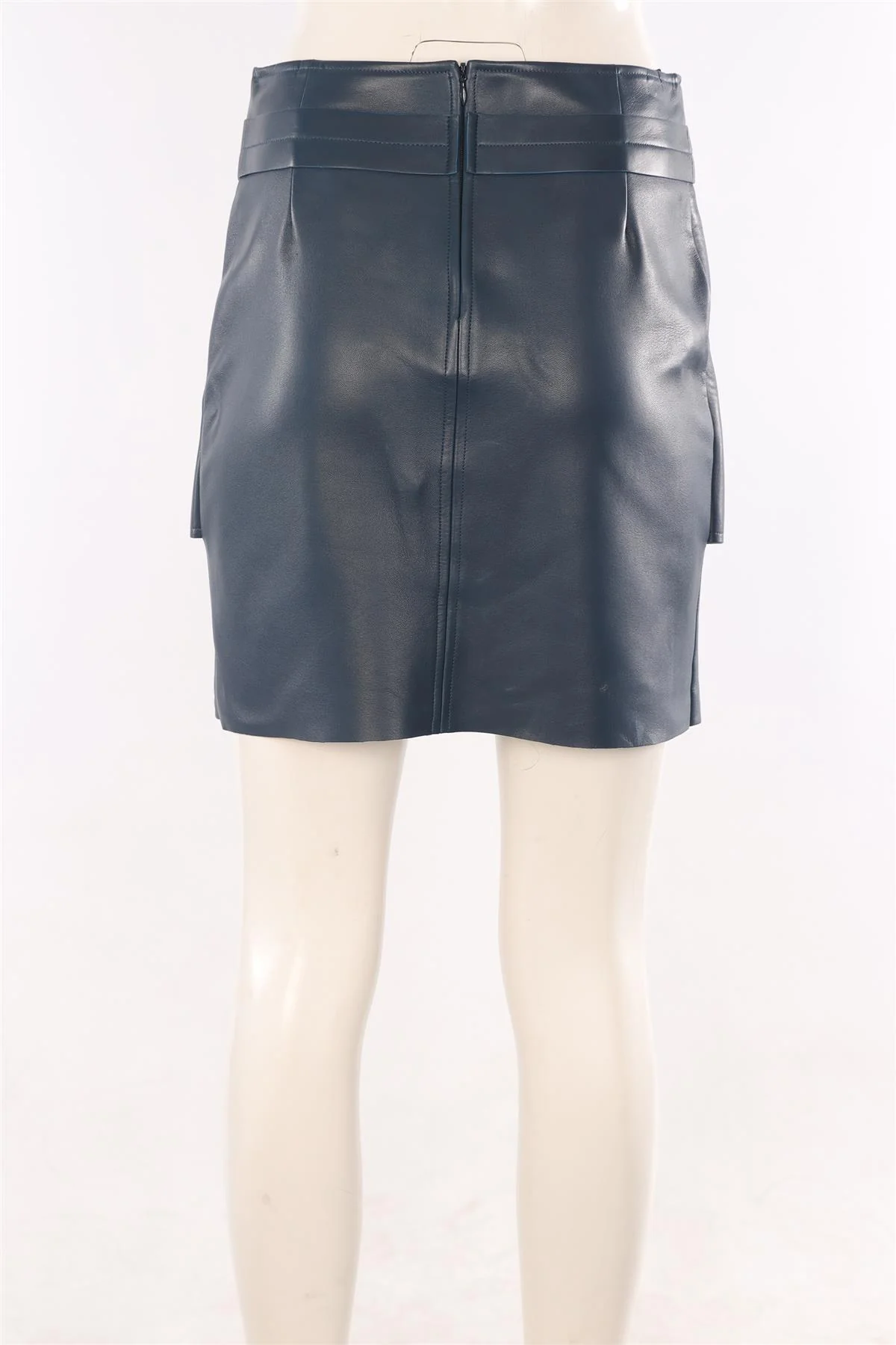 CELINE NAVY LEATHER MINI SKIRT FR 36 UK 8 - Image 4
