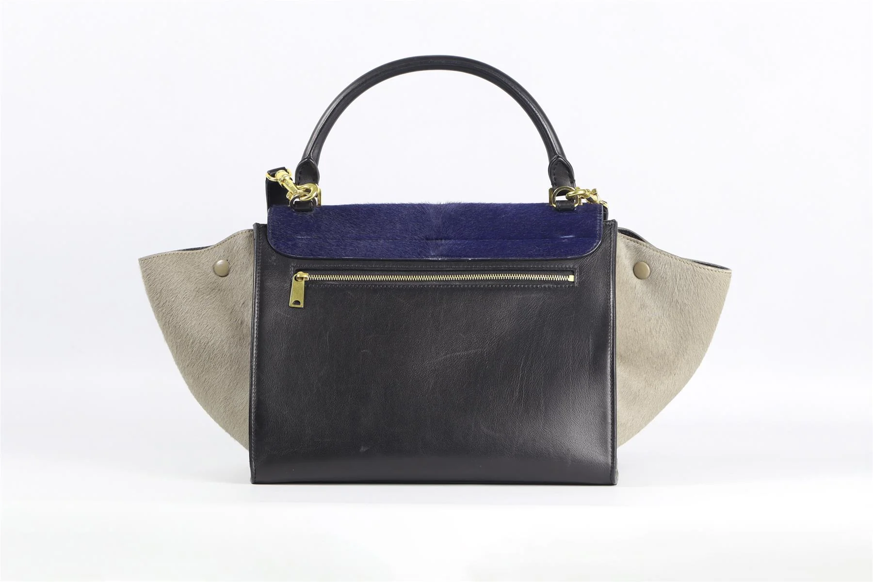 CELINE NAVY TRAPEZE MEDIUM CALF HAIR AND LEATHER TOTE BAG - Image 7