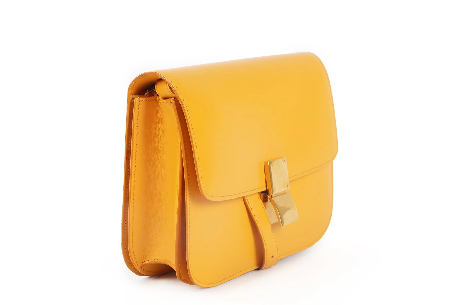 CELINE ORANGE CLASSIC BOX LEATHER SHOULDER BAG - Image 4