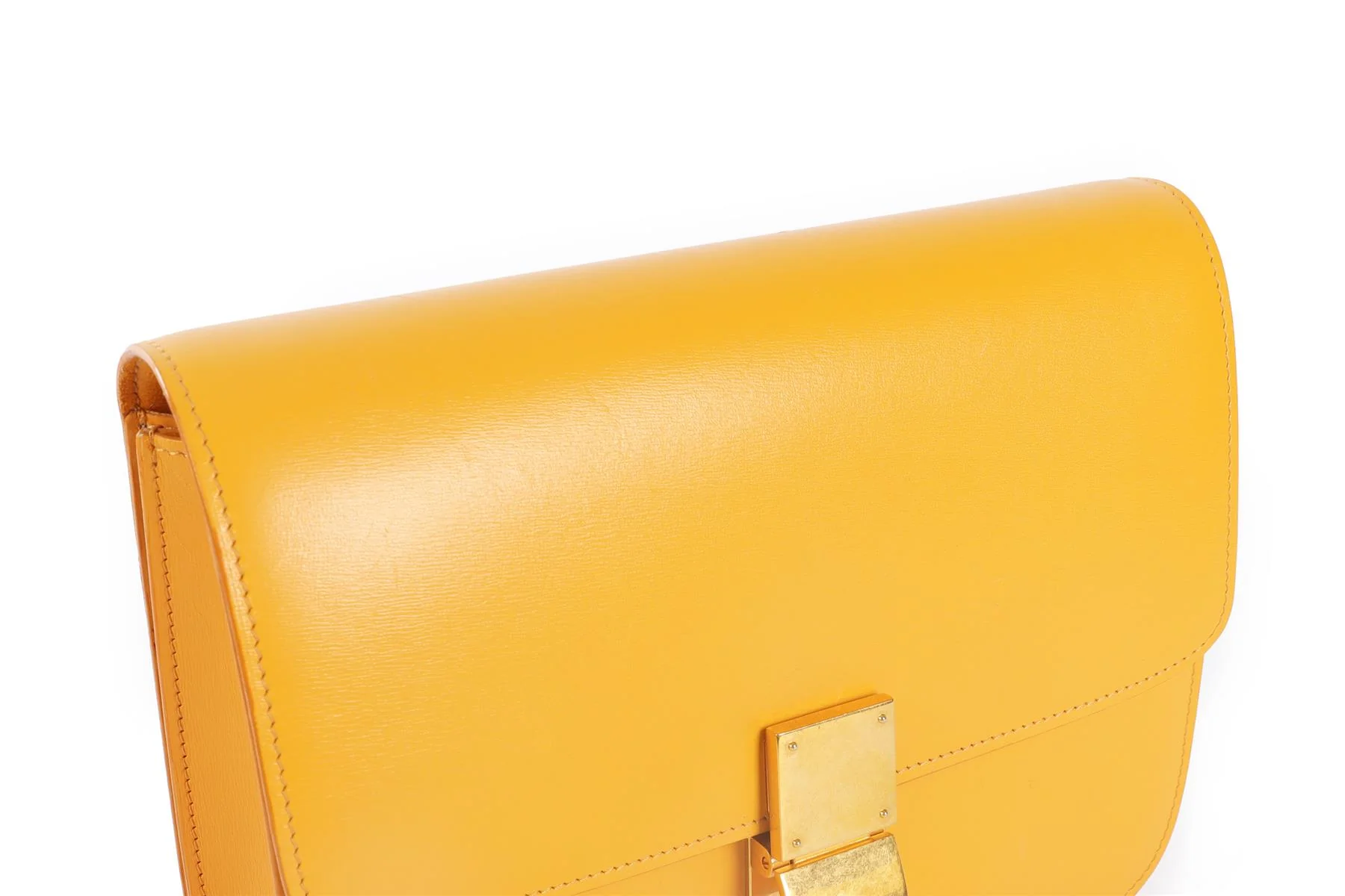 CELINE ORANGE CLASSIC BOX LEATHER SHOULDER BAG - Image 9