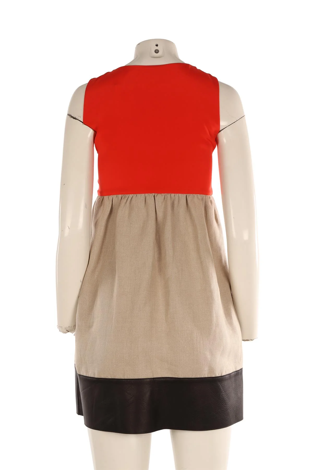 CÉLINE ORANGE LINEN MINI DRESS FR 36 UK 8 - Image 4