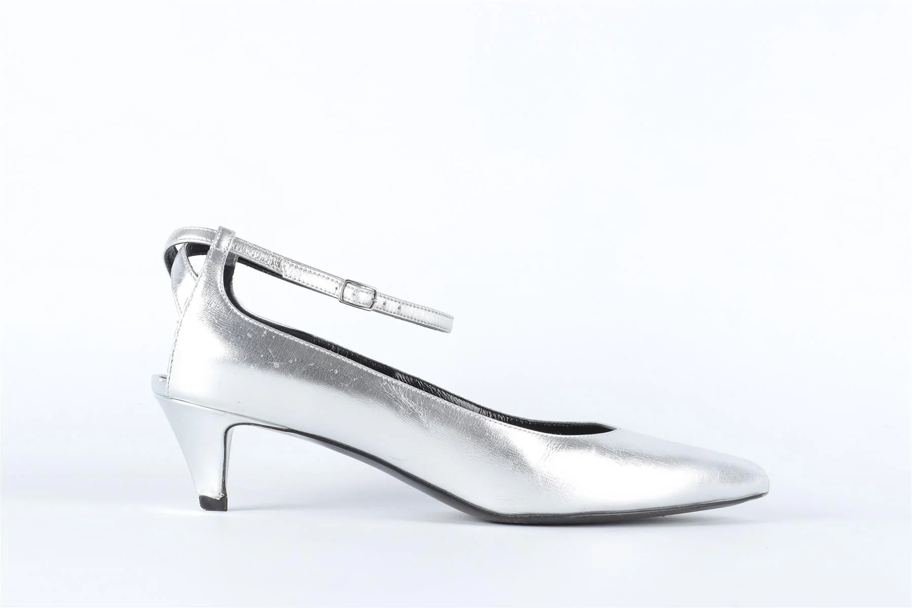 CELINE SILVER LEATHER PUMPS EU 38 UK 5 US 8 - Image 2
