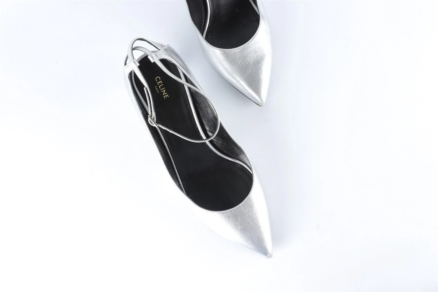 CELINE SILVER LEATHER PUMPS EU 38 UK 5 US 8 - Image 4