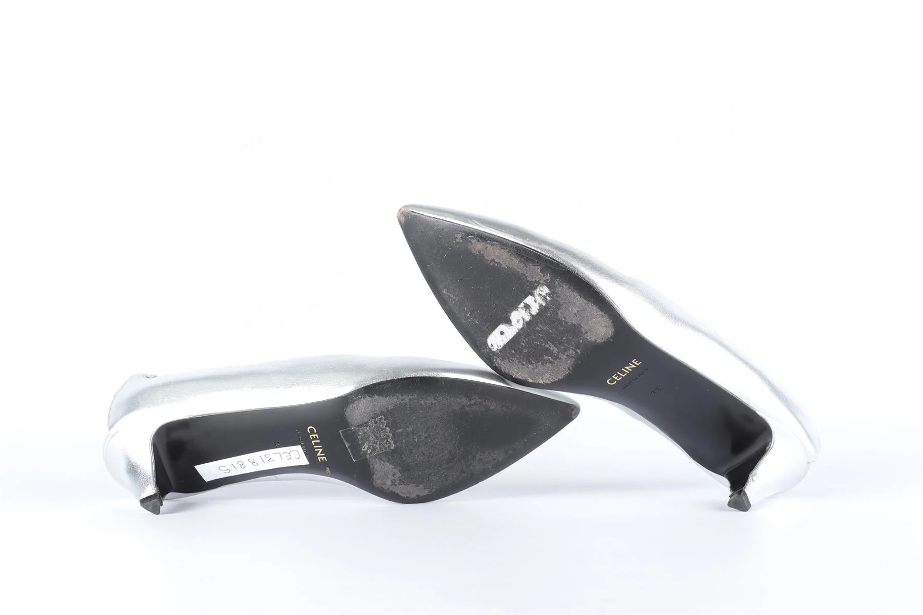 CELINE SILVER LEATHER PUMPS EU 38 UK 5 US 8 - Image 6