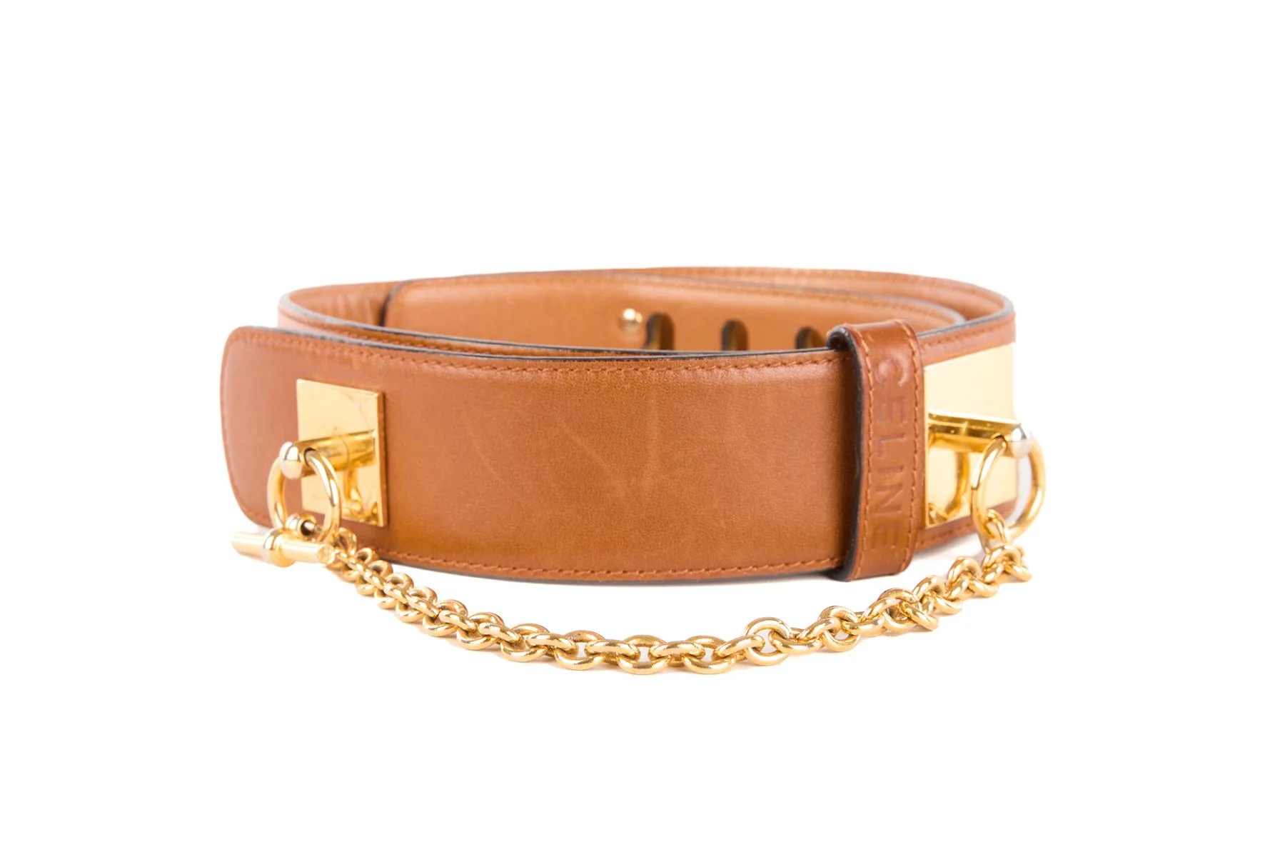 CELINE TAN VINTAGE LEATHER WAIST BELT 65CM - Image 2