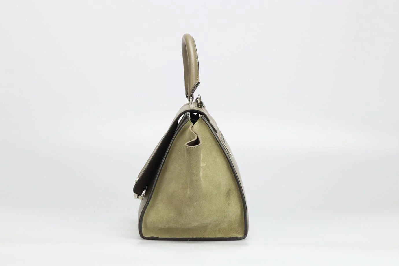 CELINE TRAPEZE SMALL SUEDE AND LEATHER TOTE BAG - Image 4