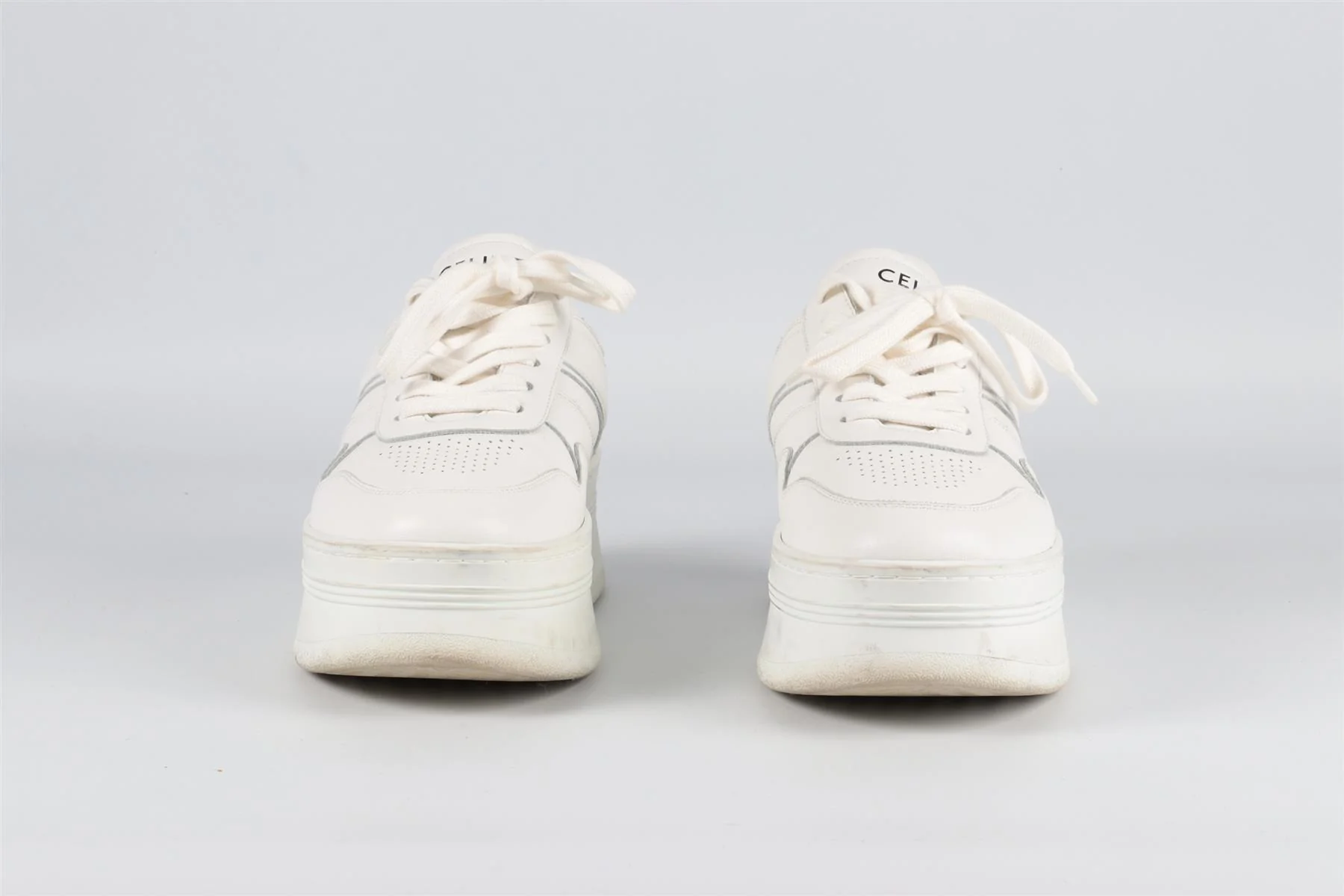 CELINE WHITE BLOCK LEATHER PLATFORM SNEAKERS EU 38 UK 5 US 8 - Image 3