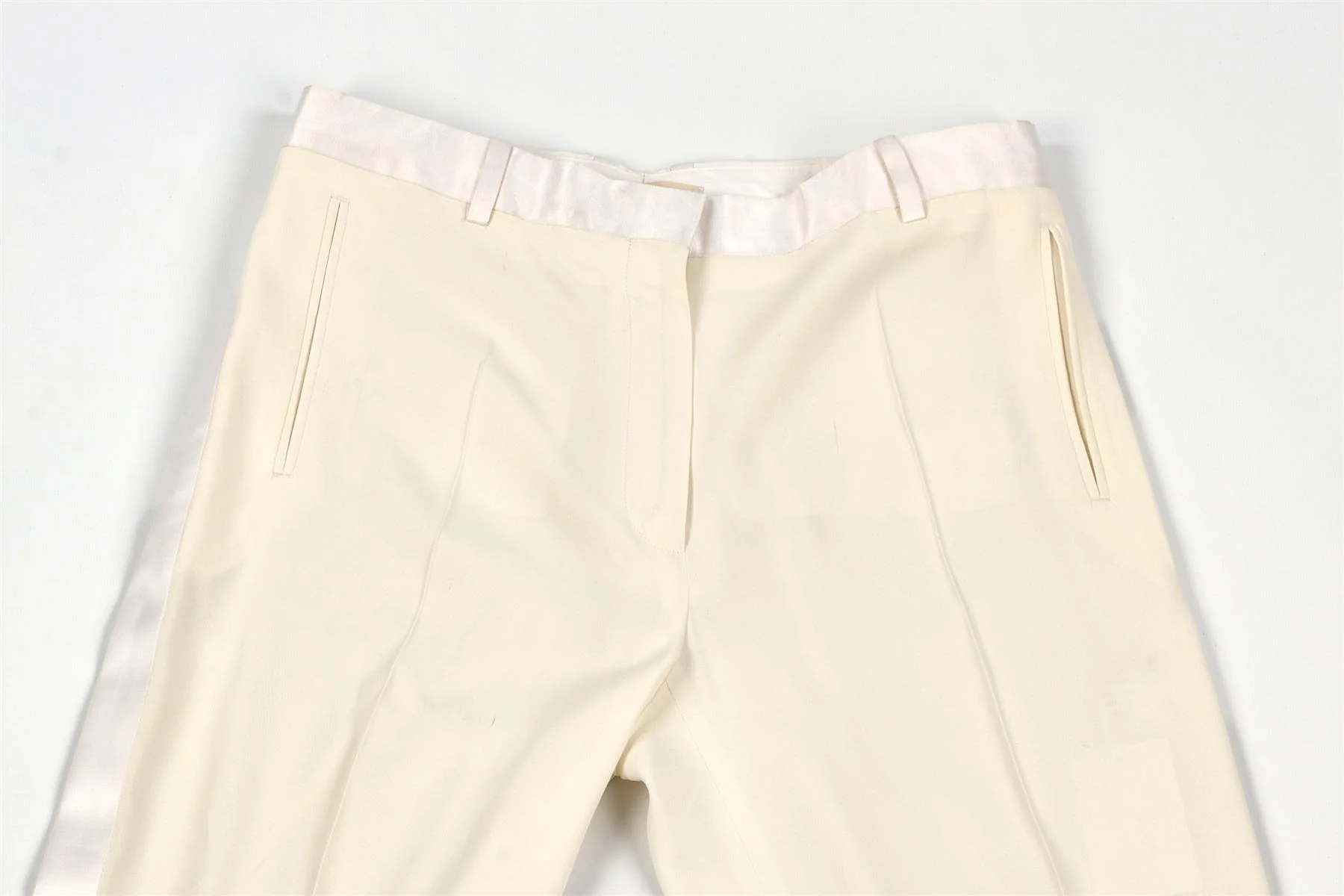CELINE WHITE CREPE STRAIGHT LEG PANTS FR 36 UK 8 - Image 3