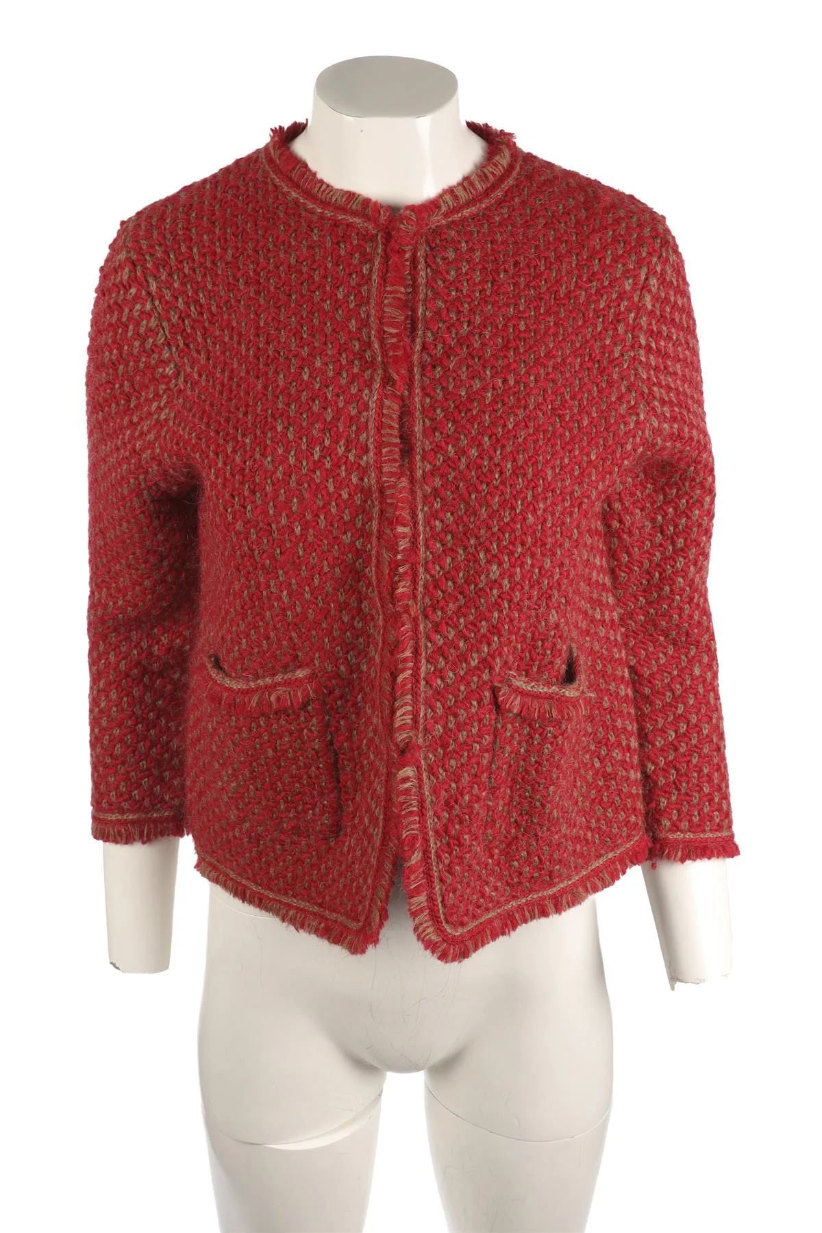 CH CAROLINA HERRARA RED WOOL JACKET MEDIUM - Image 2