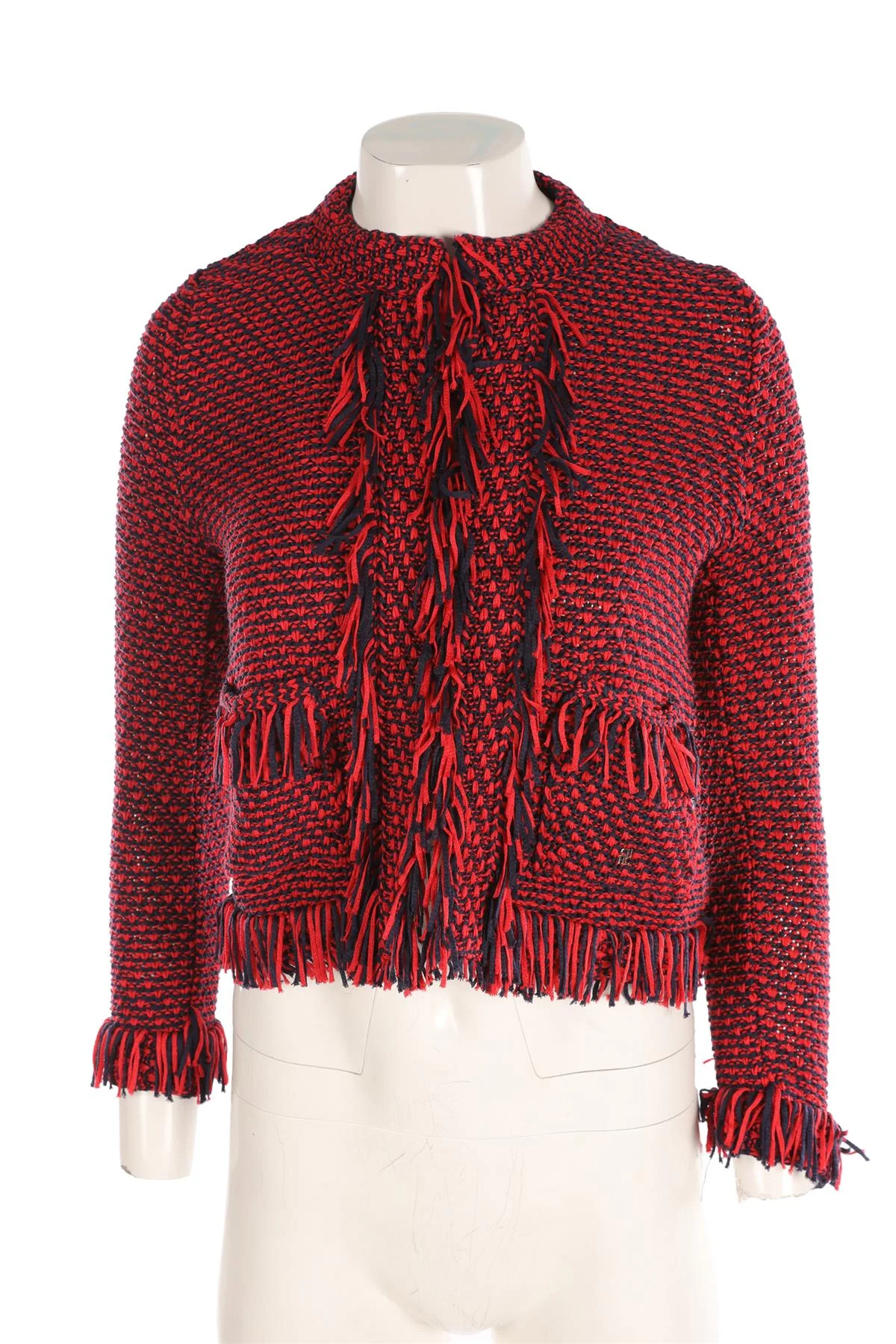 CH CAROLINA HERRERA RED KNIT JACKET SMALL - Image 2