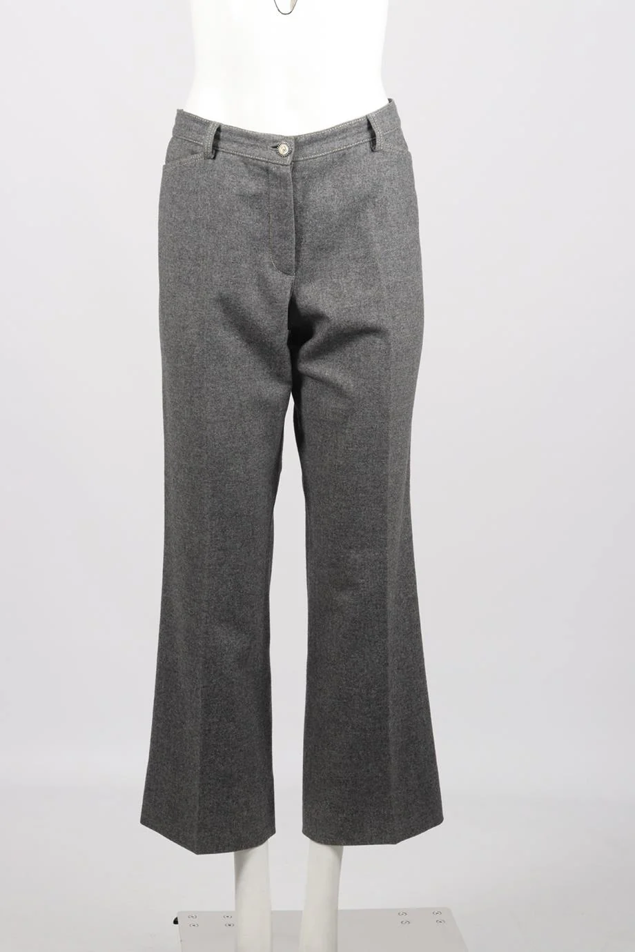 CHANEL 2005 WOOL BLEND STRAIGHT LEG PANTS FR 44 UK 16 - Image 2