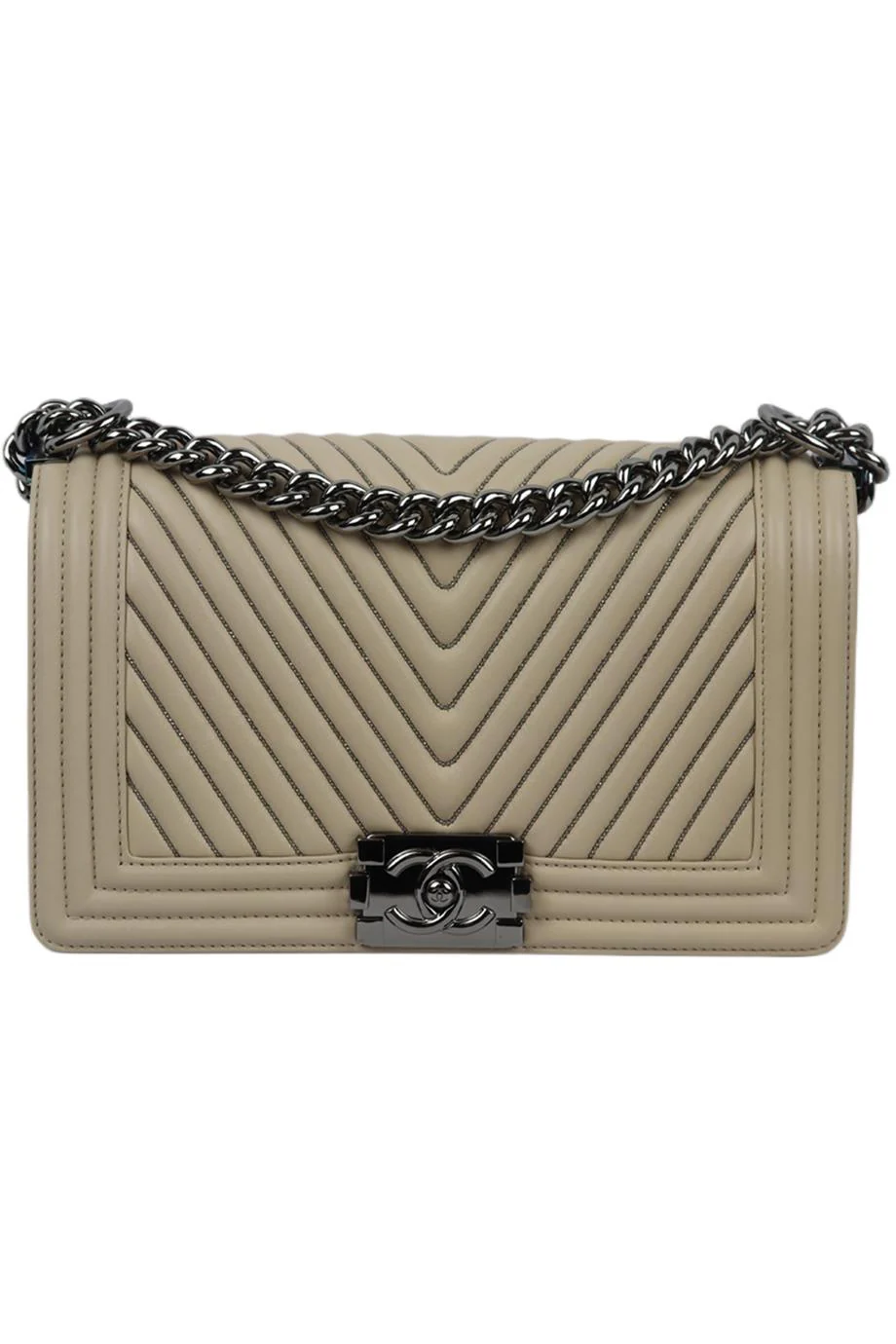 CHANEL 2014 BOY MEDIUM EMBELLISHED CHEVRON LEATHER SHOULDER BAG
