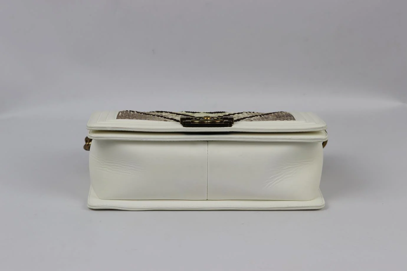 CHANEL 2015 BOY MEDIUM EMBROIDERED PYTHON AND LEATHER SHOULDER BAG - Image 6