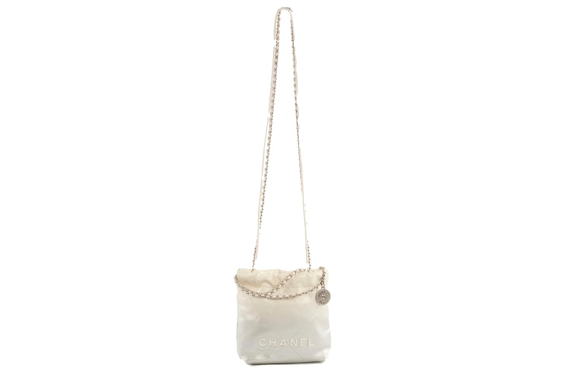 CHANEL 2023 WHITE 22 MINI QUILTED LEATHER SHOULDER BAG - Image 3