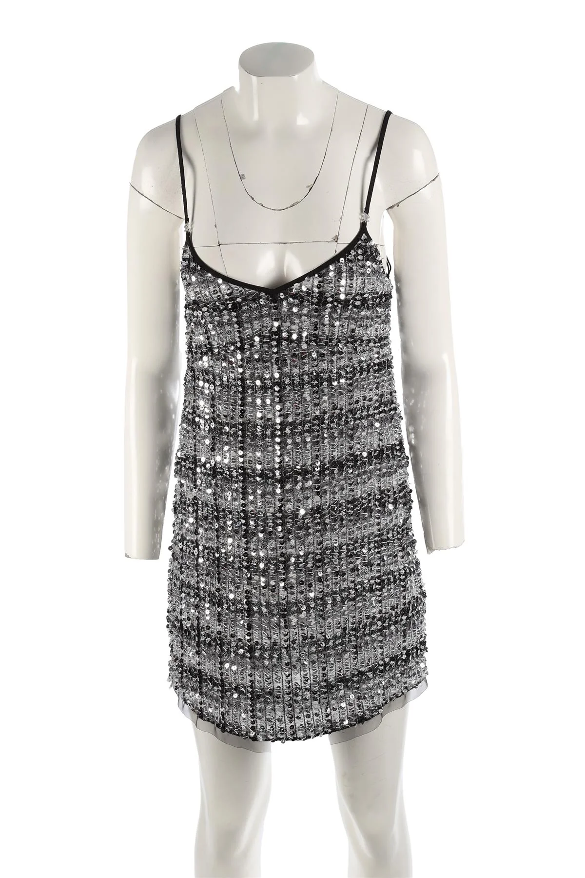 CHANEL 2024 BLACK SEQUIN MINI DRESS FR 38 UK 10 - Image 2