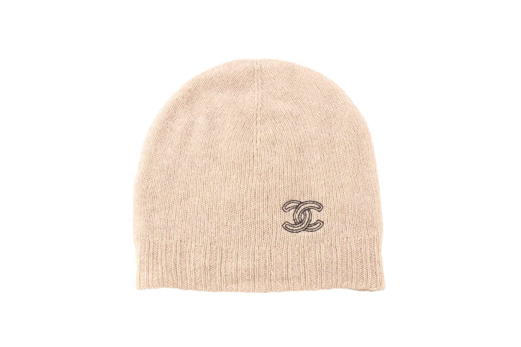 CHANEL BEIGE 2025 CC CASHMERE BEANIE ONE SIZE - Image 2