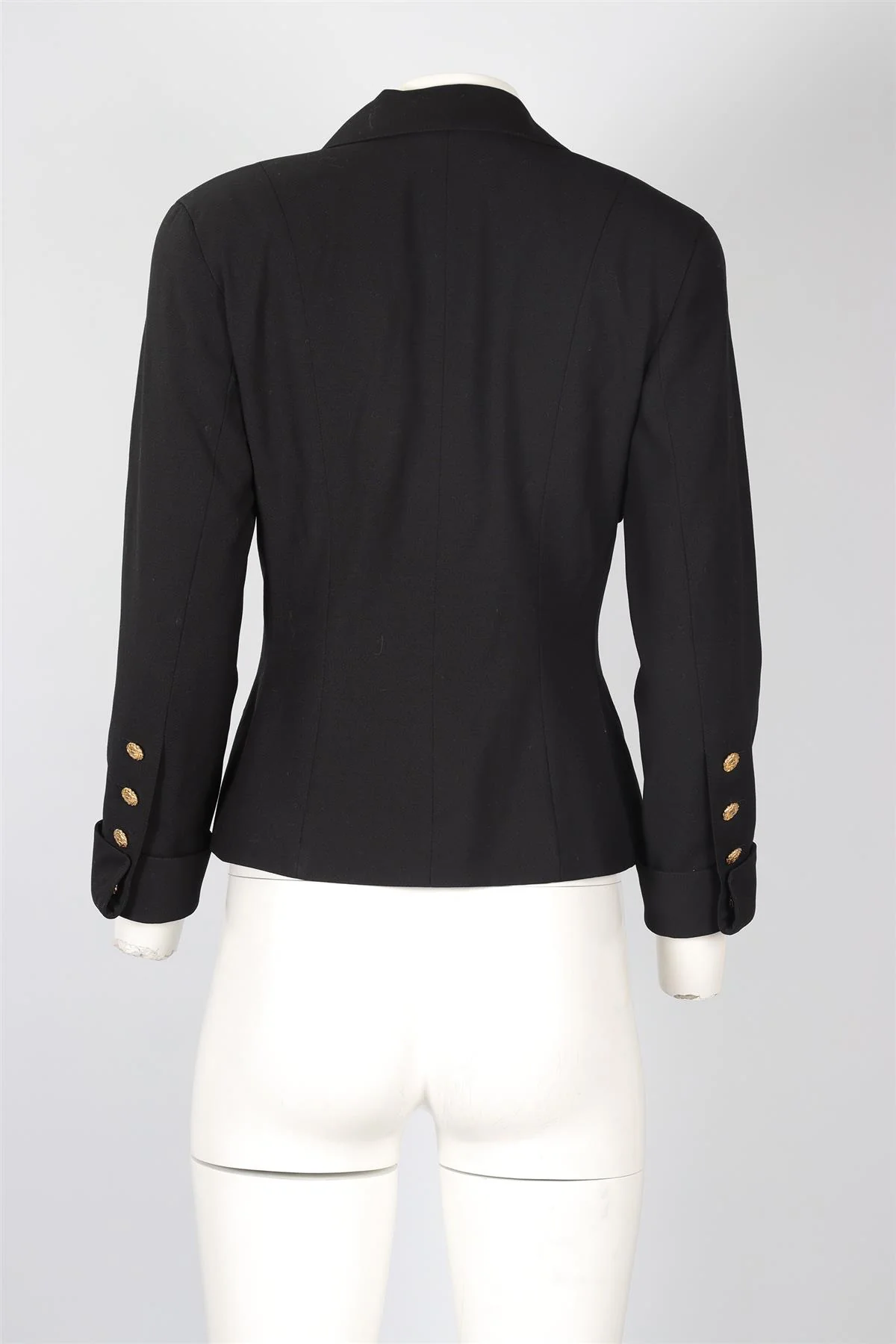 CHANEL BLACK 1988 CREPE BLAZER FR 36 UK 8 - Image 4