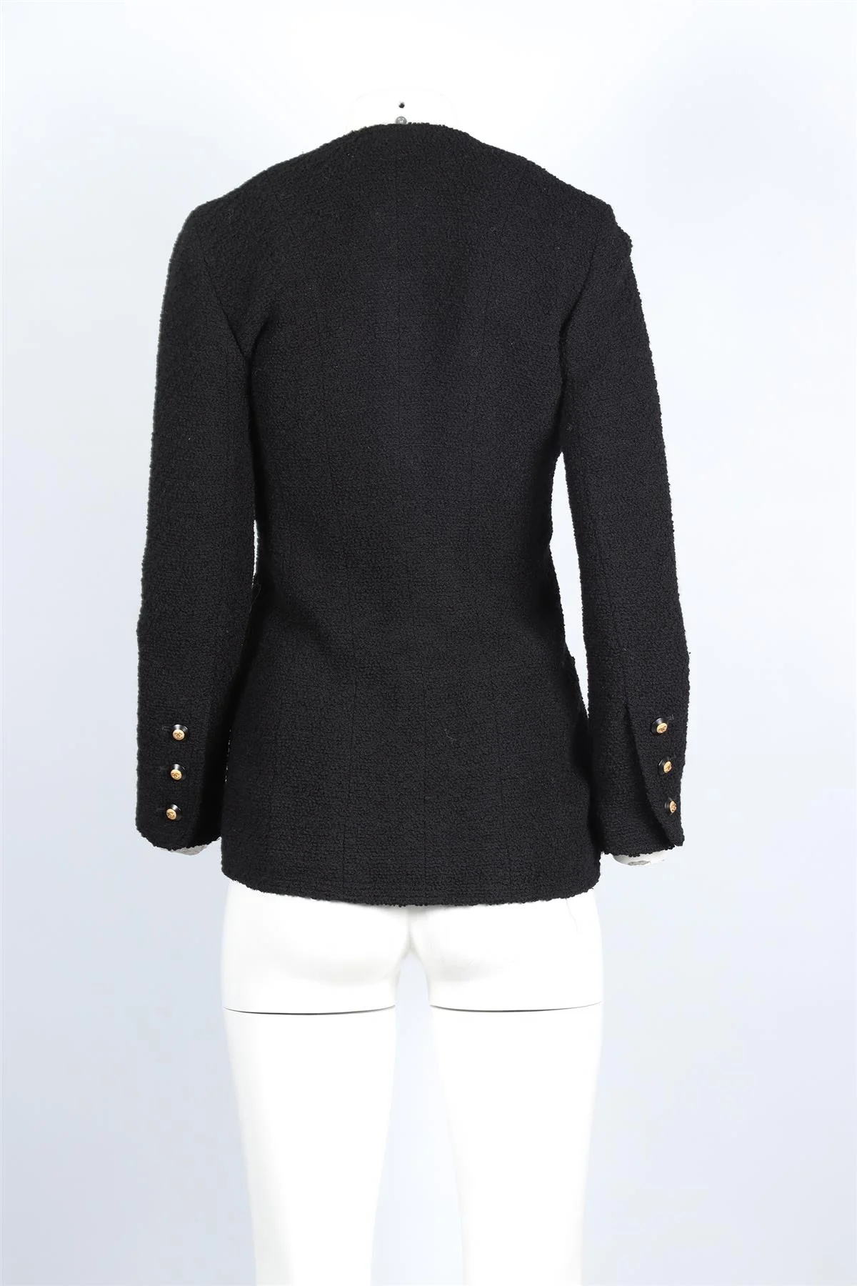 CHANEL BLACK 1993 WOOL JACKET SMALL - Image 4
