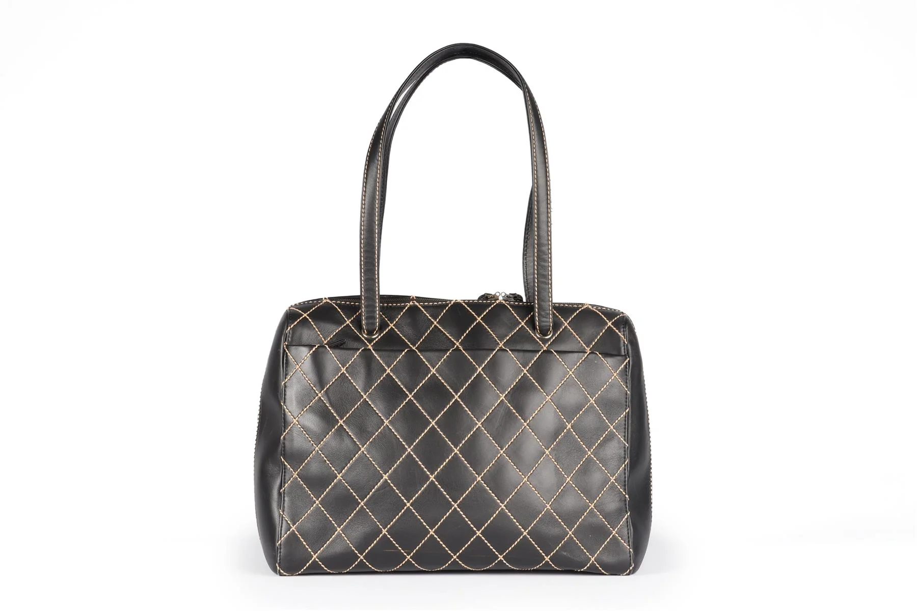 CHANEL BLACK 2002 WILD STITCH QUILTED LEATHER SHOULDER BAG - Image 6