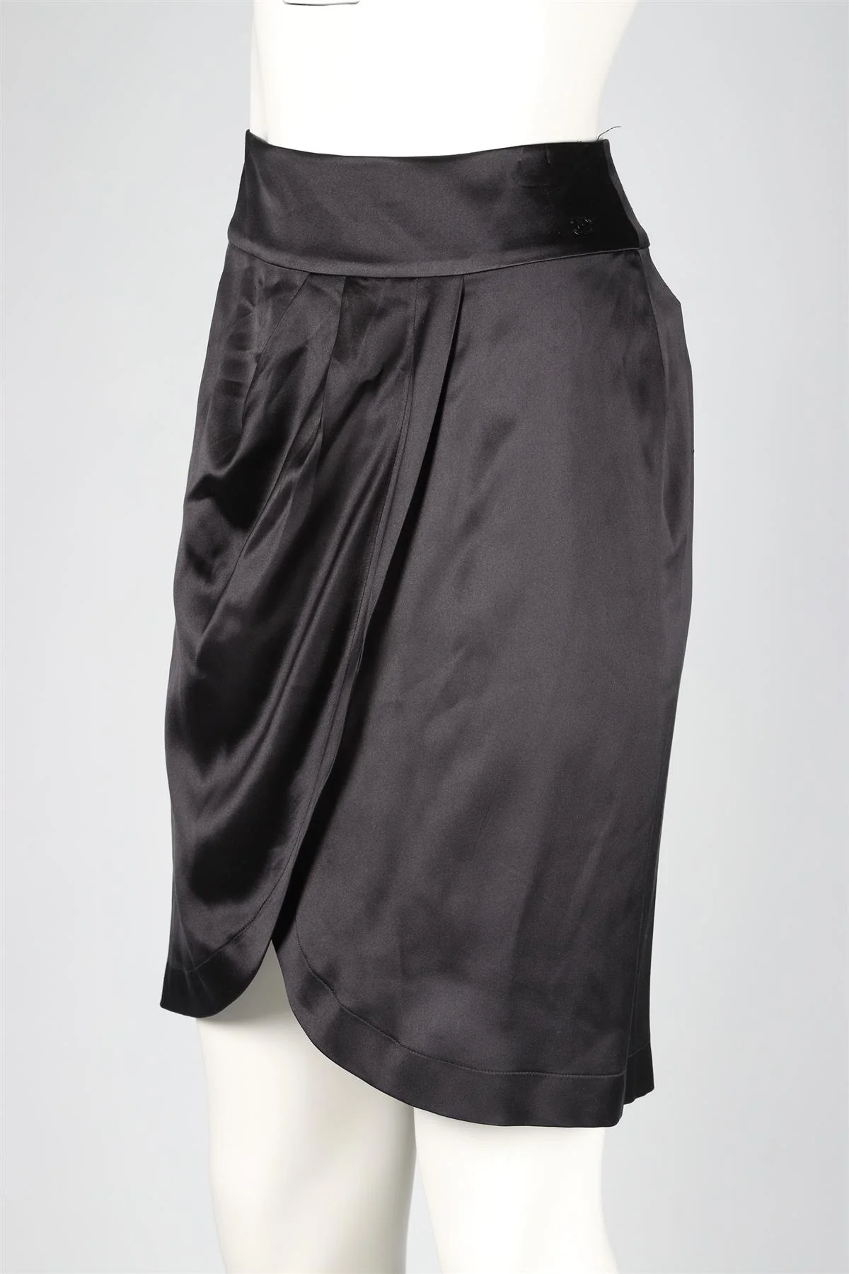 CHANEL BLACK 2006 SILK MINI SKIRT FR 38 UK 10 - Image 3