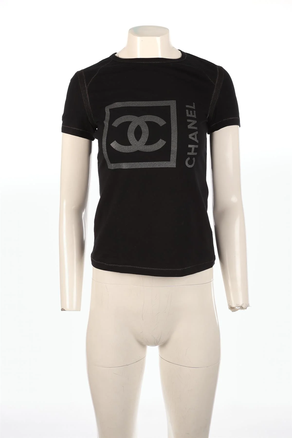 CHANEL BLACK 2007 COTTON T-SHIRT FR 40 UK 12 - Image 2