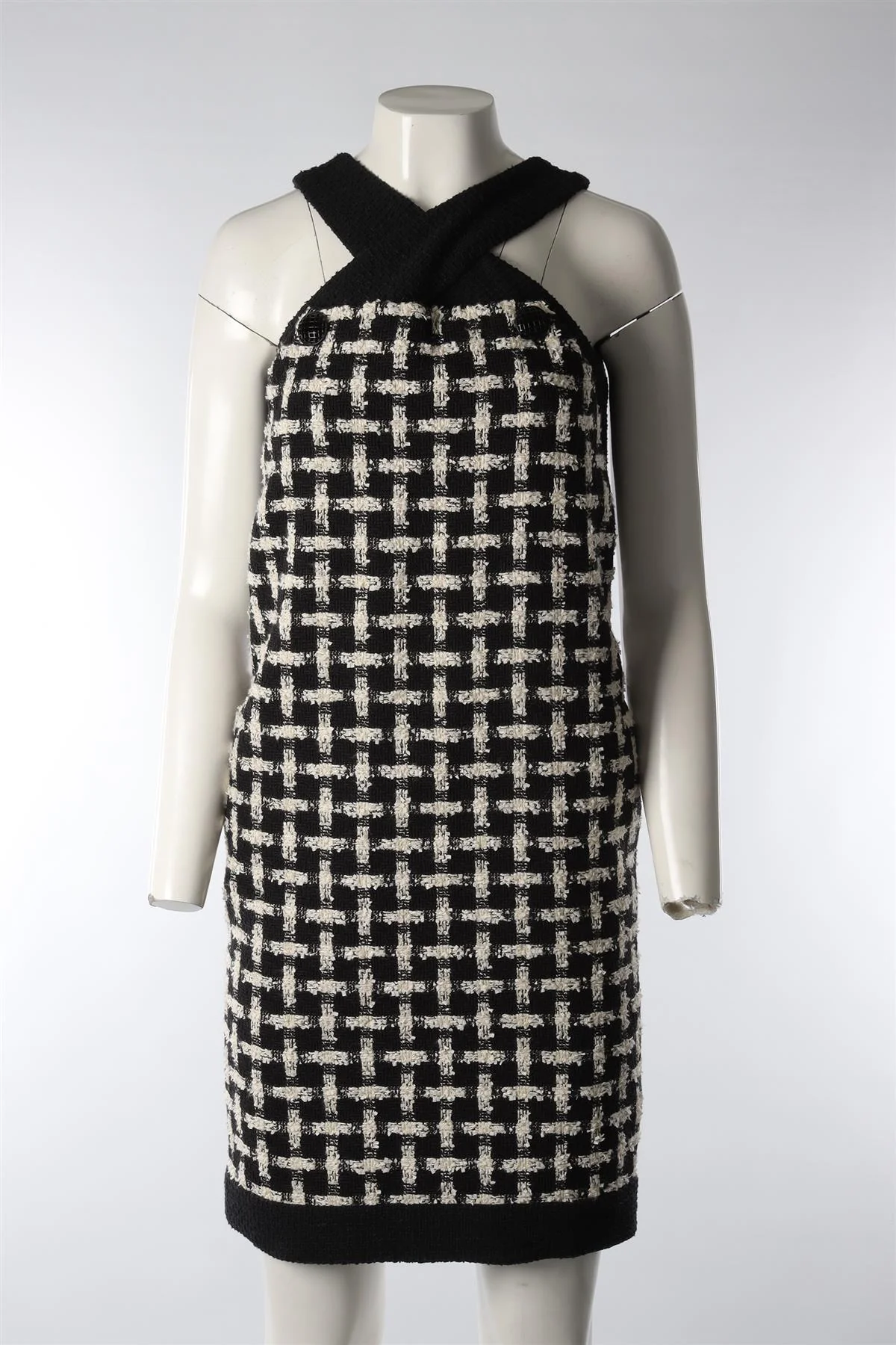 CHANEL BLACK 2009 COTTON MIDI DRESS FR 36 UK 8 - Image 2