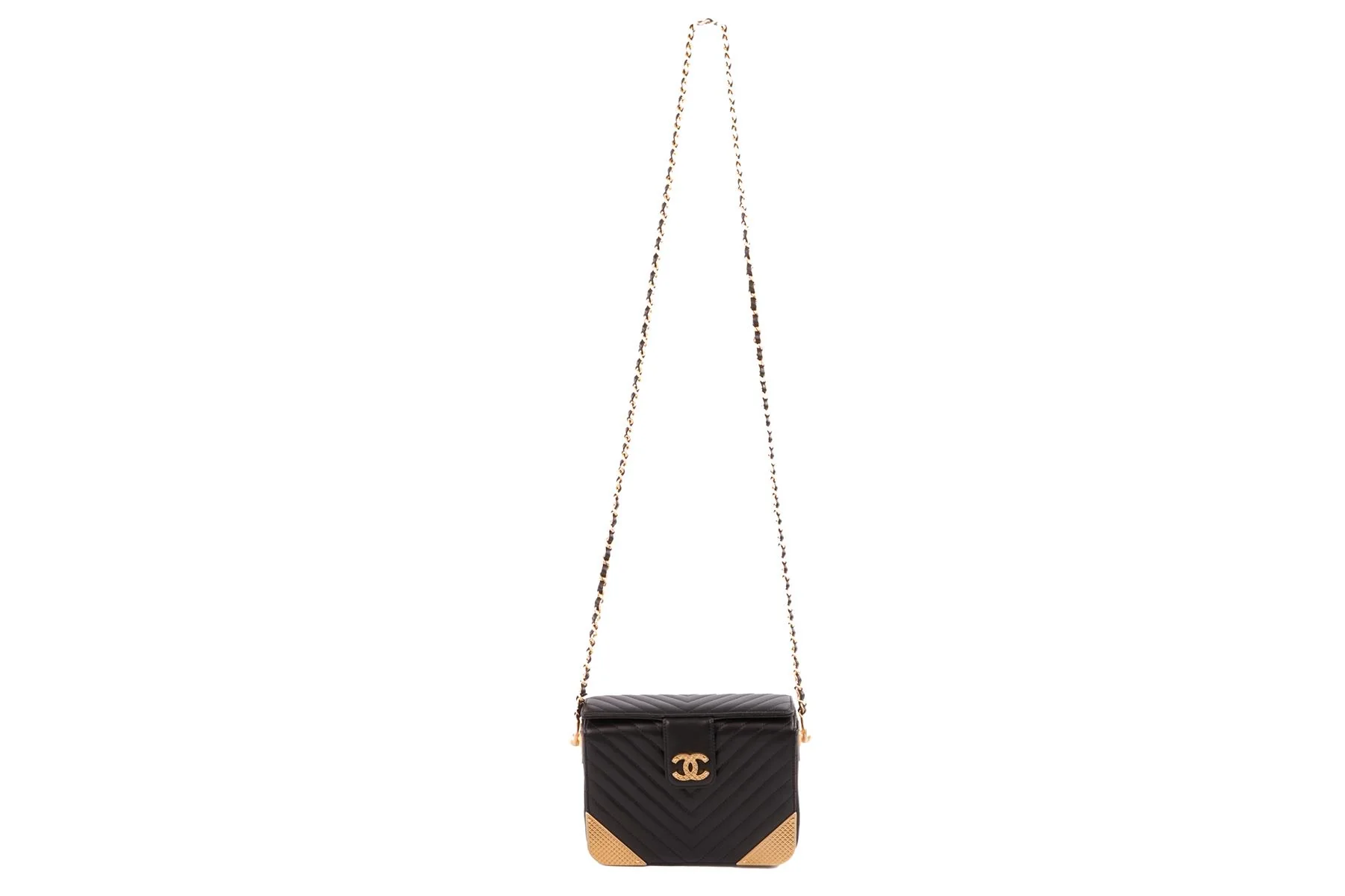 CHANEL BLACK 2017-2018 ROCK THE CORNER CHEVRON LEATHER SHOULDER BAG - Image 3