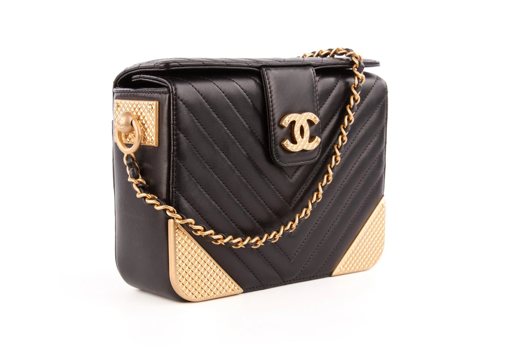 CHANEL BLACK 2017-2018 ROCK THE CORNER CHEVRON LEATHER SHOULDER BAG - Image 4