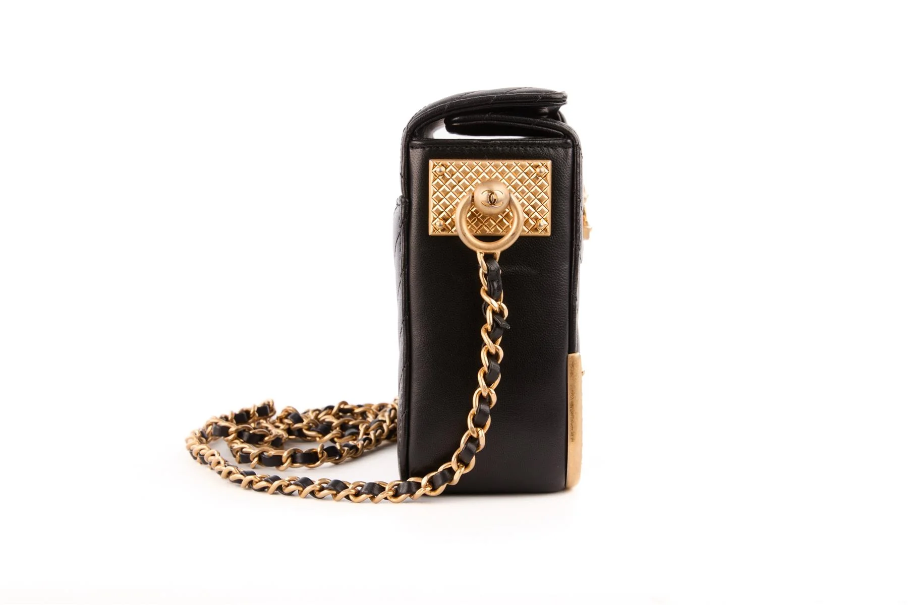 CHANEL BLACK 2017-2018 ROCK THE CORNER CHEVRON LEATHER SHOULDER BAG - Image 5