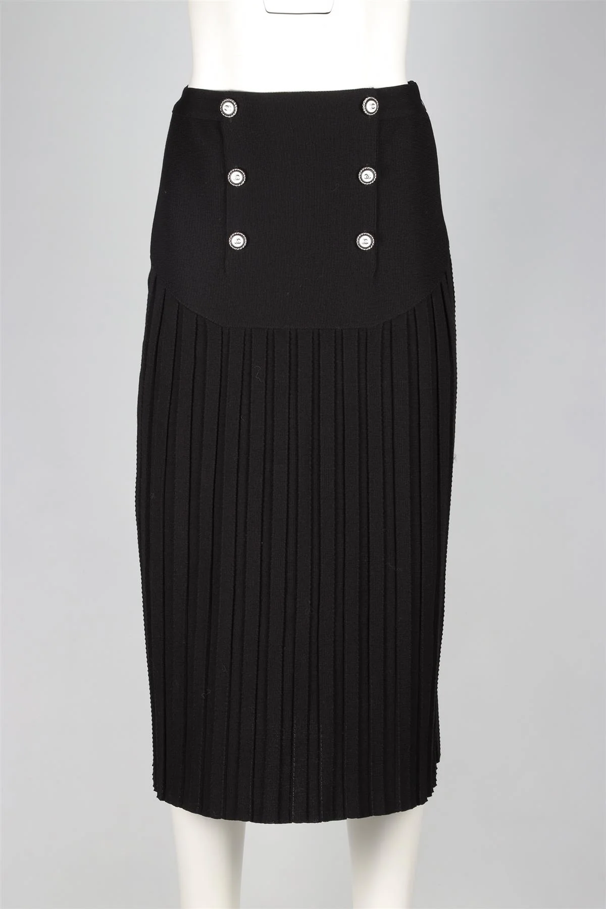 CHANEL BLACK 2021 WOOL MIDI SKIRT FR 38 UK 10 - Image 2