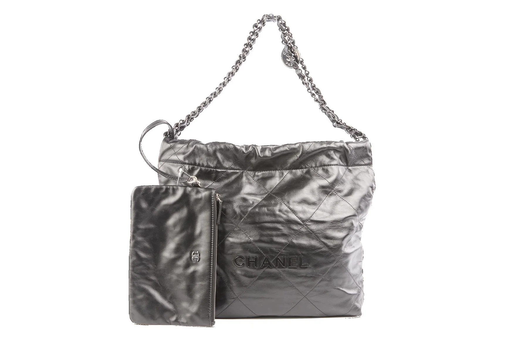 CHANEL BLACK 2022 22 SMALL SO BLACK LEATHER SHOULDER BAG - Image 11