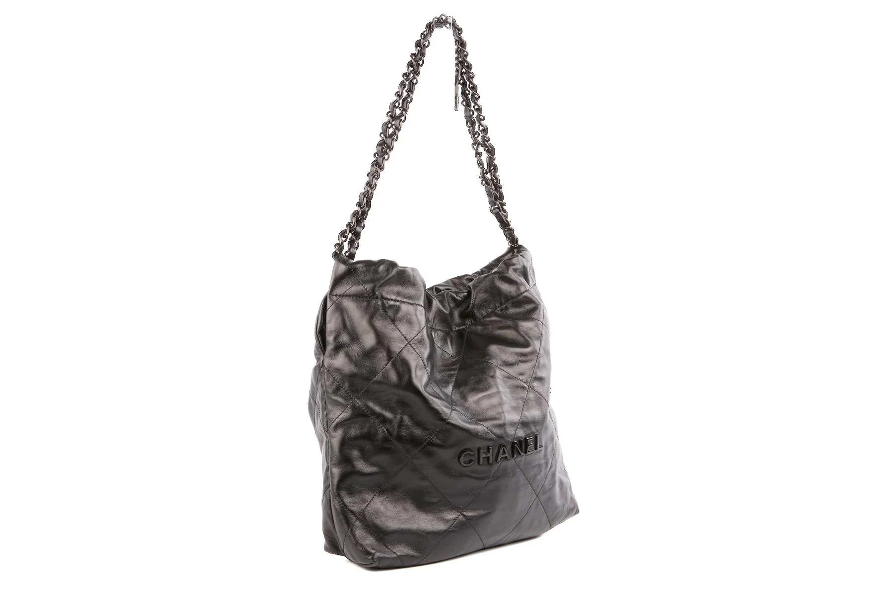 CHANEL BLACK 2022 22 SMALL SO BLACK LEATHER SHOULDER BAG - Image 3