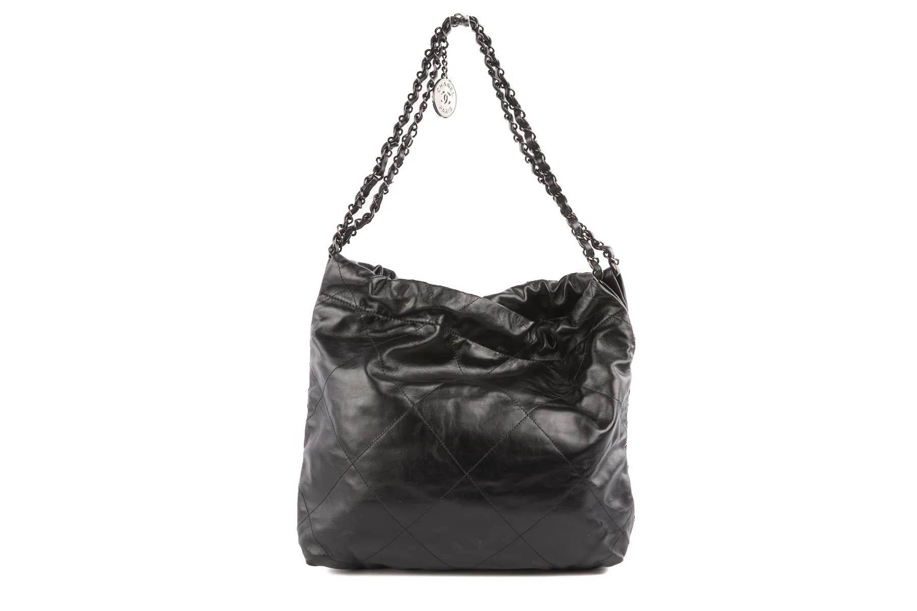 CHANEL BLACK 2022 22 SMALL SO BLACK LEATHER SHOULDER BAG - Image 6