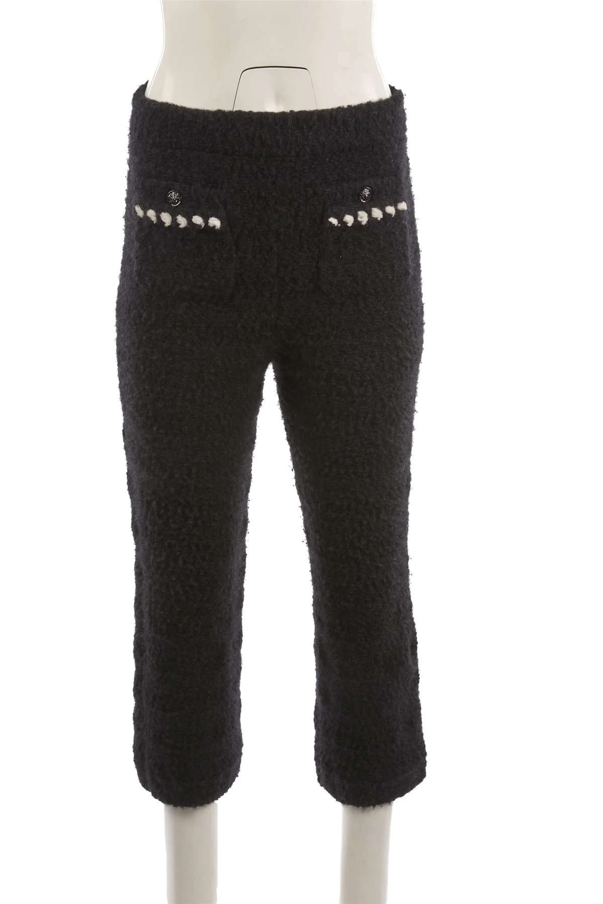 CHANEL BLACK 2022 CASHMERE STRAIGHT LEG PANTS FR 36 UK 8 - Image 2