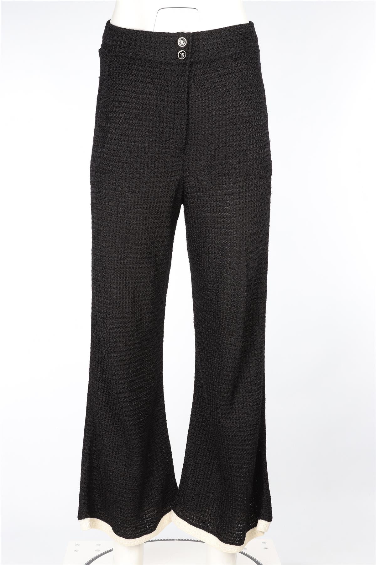 CHANEL BLACK 2024 COTTON FLARED PANTS FR 40 UK 12 - Image 2