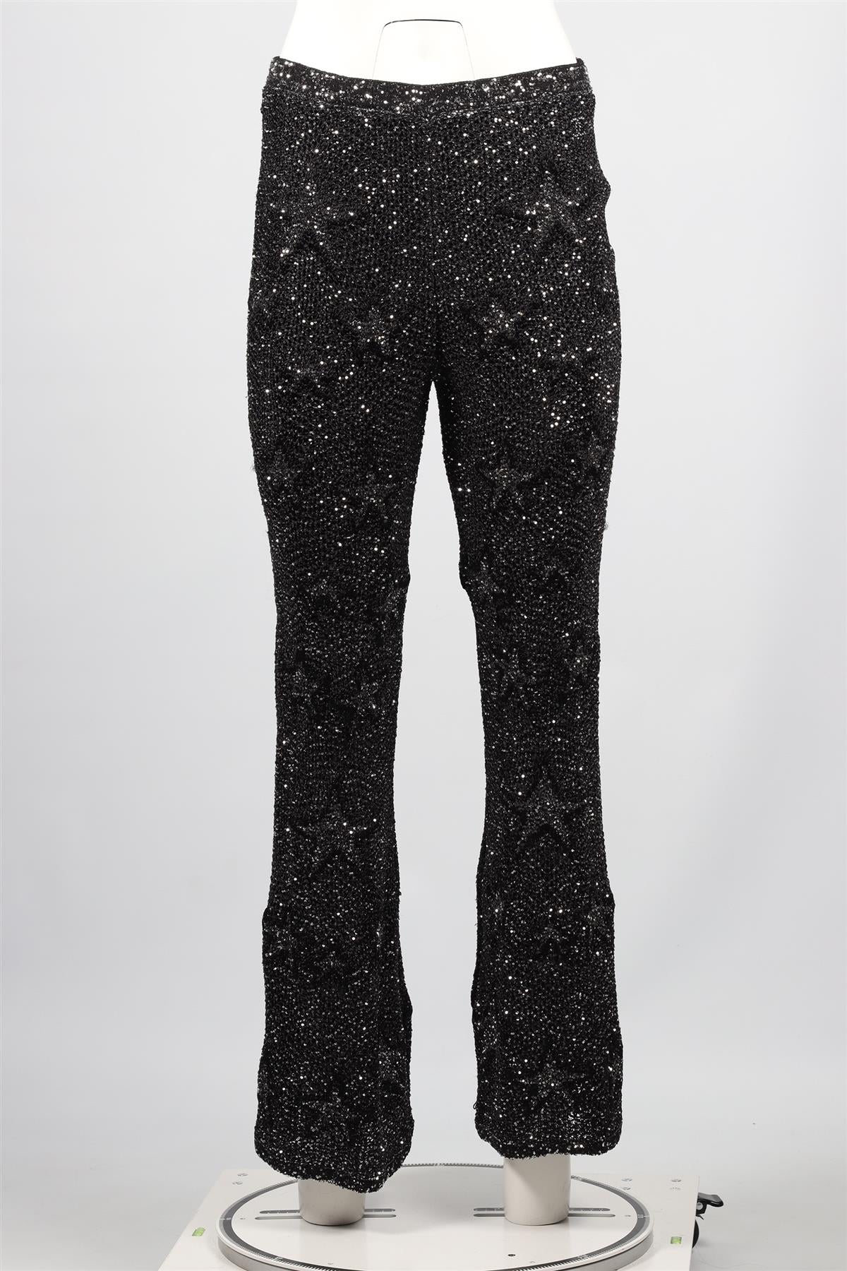 CHANEL BLACK 2024 SEQUIN AND KNIT FLARED PANTS FR 40 UK 12 - Image 2